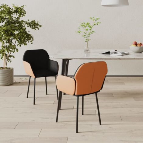 Lot de 2 Chaises de salle à manger - Chaises à dîner Noir Tissu et similicuir BV247574 - BonneVie (1/5)