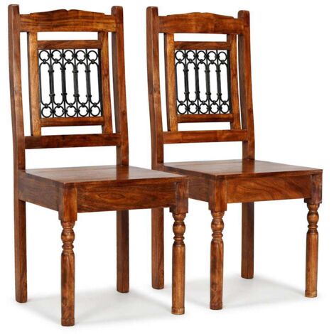 Lot de 2 Chaises Chaises de salle à manger Chaise de cuisine Bois massif avec finition Sesham 85936 (1/5)