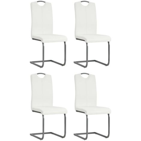 Lot de 4 Chaises de salle à manger cantilever - Chaises à dîner Blanc Similicuir BV792021 - BonneVie (1/5)