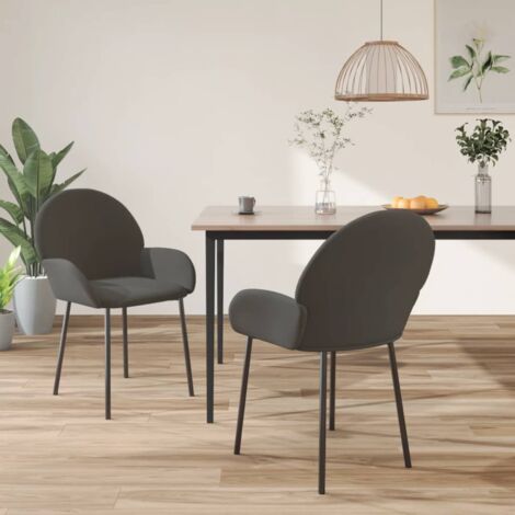 Lot de 2 Chaises Chaises de salle à manger Chaise de cuisine Gris foncé Velours 53892 (1/5)