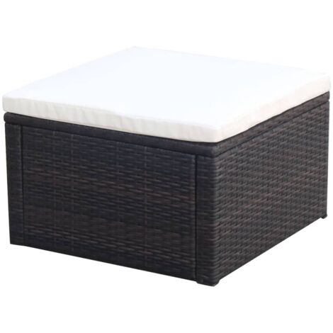 Tabouret / repose-pied Style Contemporain Tabouret de Salon Résine tressée 53 x 53 x 30 cm Marron 89938 (1/4)