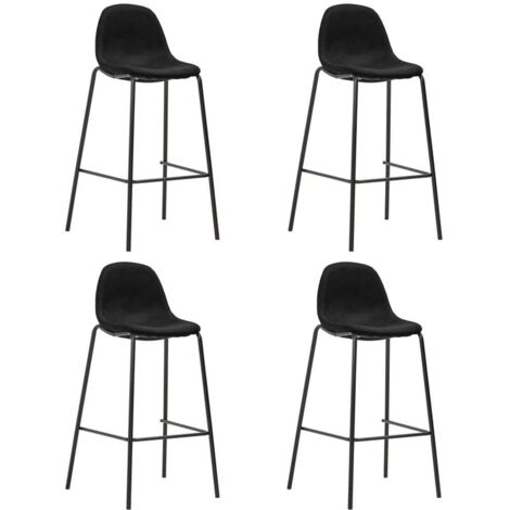 Lot de 4 Chaises de bar Tabourets de bar - Tabouret Haut Noir Tissu BV101282 - BonneVie (1/5)