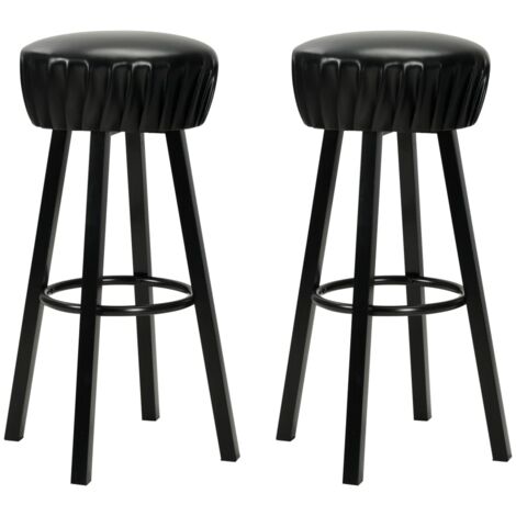 Lot de 2 Tabourets de bar Style Contemporain  Chaises de bar Noir Similicuir 69869