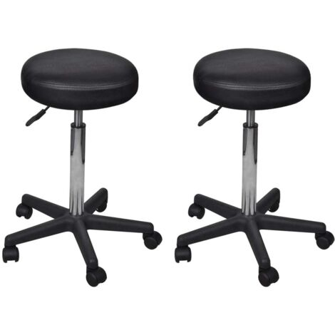 Lot de 2 Tabourets de bureau Tabourets de travail Tabourets ergonomique Noir 35,5x98 cm Similicuir 94565 (1/4)