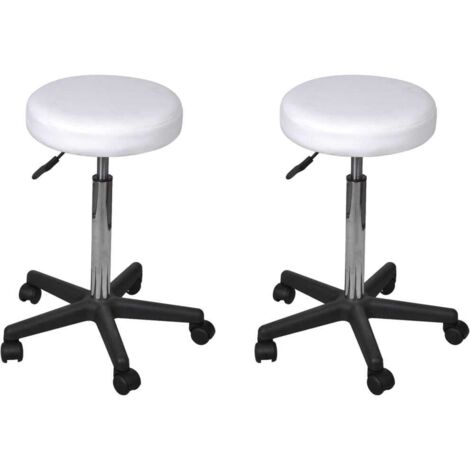 Lot de 2 Tabourets de bureau Tabourets de travail Tabourets ergonomique Blanc 35,5x98 cm Similicuir 68411 (1/5)