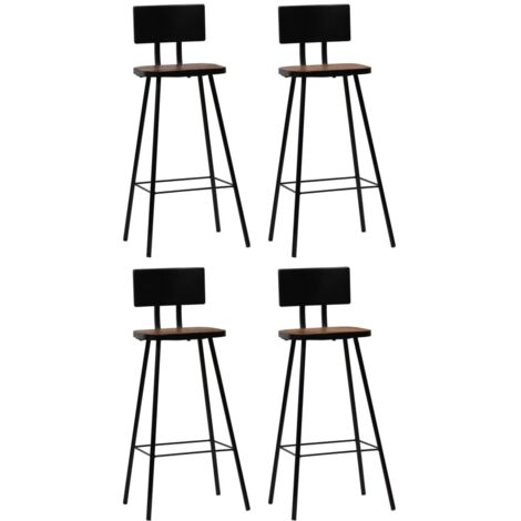 Lot de 4 Chaises de bar Tabourets de bar - Tabouret Haut Bois massif de récupération BV345526 - BonneVie (1/5)