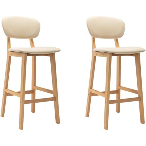 Lot de 2 Tabourets de bar Style Contemporain Chaises de bar Crème Tissu 66761 (1/5)