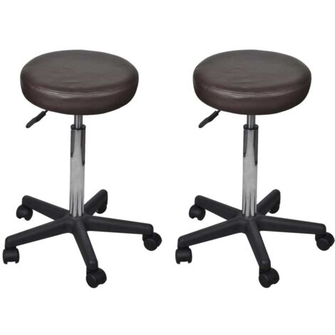 Lot de 2 Tabourets de bureau Tabourets de travail Tabourets ergonomique Marron 35,5x98 cm Similicuir 47344 (1/4)