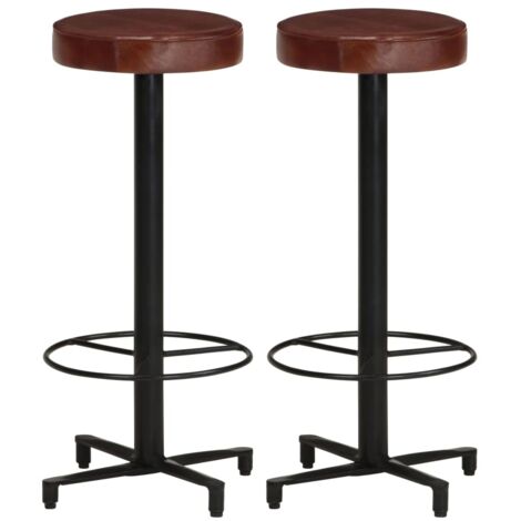 Lot de 2 Tabourets de bar Style Contemporain Chaises de bar 76 cm Cuir véritable 69759 (1/5)