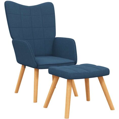 Chaise avec tabouret Chaise de relaxation Bleu Tissu Chaise de salon 75281 (1/5)