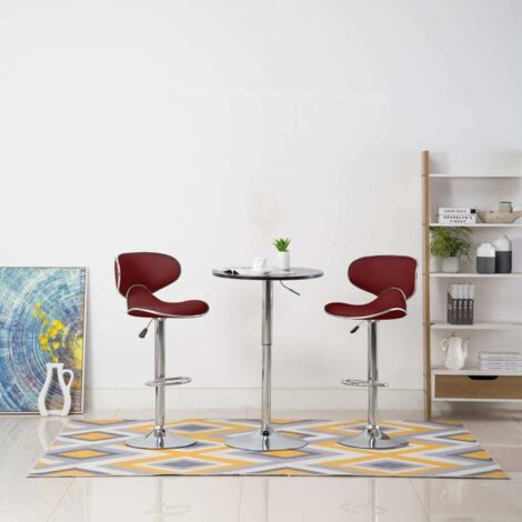Lot de 2 Tabourets de bar Style Contemporain  Chaises de bar Rouge bordeaux Similicuir 77008 (1/5)
