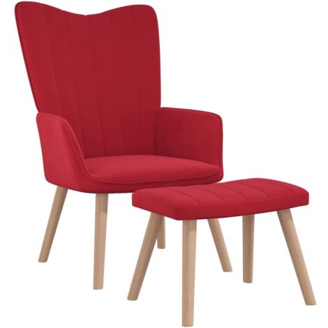 Chaise de relaxation avec repose-pied Fauteuil relax - Rouge bordeaux Velours BonneVie-23392 (1/5)