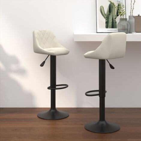 Lot de 2 Tabourets de bar Style Contemporain Chaises de bar Crème Velours 51958 (1/5)