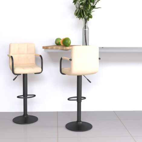 Lot de 2 Tabourets de bar Style Contemporain  Chaises de bar Crème Velours 29875 (1/5)