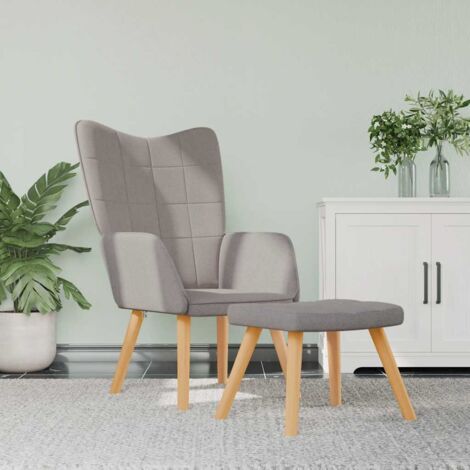 Chaise de relaxation avec tabouret Fauteuil relax - Taupe Tissu BonneVie-45733 (1/5)