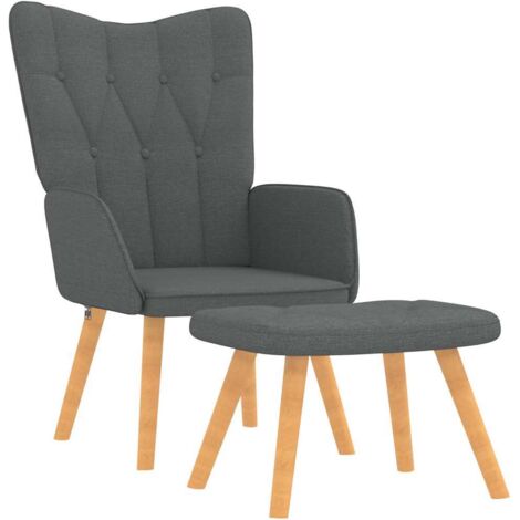 Chaise avec tabouret Chaise de relaxation Gris foncé Tissu Chaise de salon 32390 (1/5)
