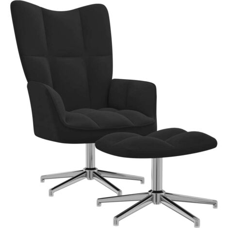 Chaise de relaxation avec repose-pied Fauteuil relax - Noir Velours BonneVie-21902 (1/5)