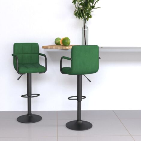 Lot de 2 Tabourets de bar Style Contemporain Chaises de bar Vert foncé Velours 74916 (1/5)