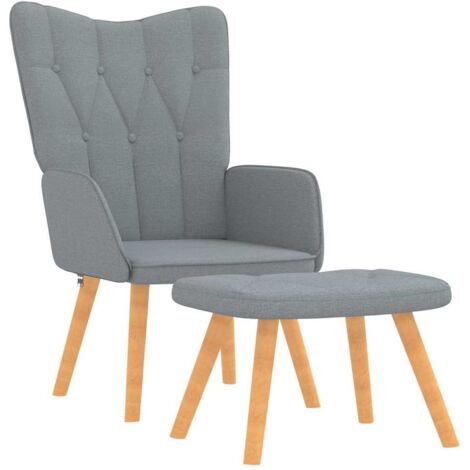 Chaise avec tabouret Chaise de relaxation Gris clair Tissu Chaise de salon 86588 (1/5)