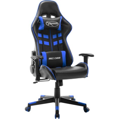 Chaise de bureau Fauteuil gamer - Chaise d'ordinateur Noir et bleu Cuir artificiel BonneVie-43246 (1/5)