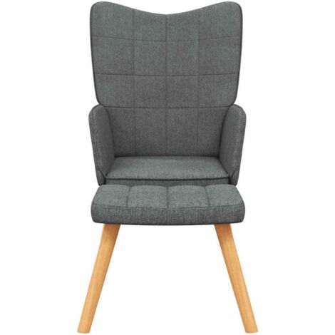 Chaise de relaxation avec tabouret Fauteuil relax - Gris foncé Tissu BonneVie-81208 (1/5)