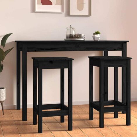 Lot de 2 Tabourets de bar Style Contemporain Chaises de bar Noir 40x40x78 cm Bois de pin solide 19454 (1/5)