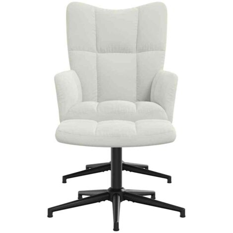 Chaise avec repose-pied Chaise de relaxation Blanc crème Velours Chaise de salon 84252 (1/5)