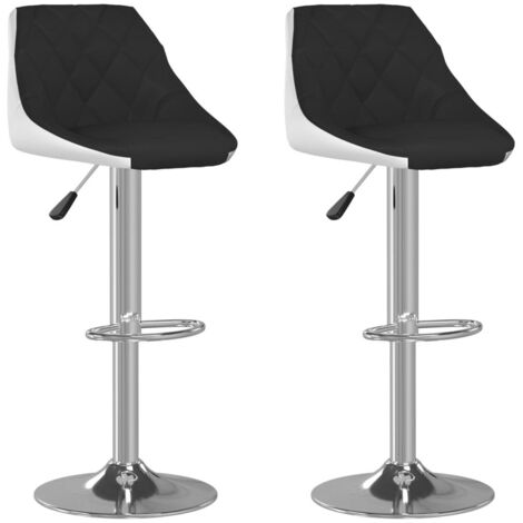Lot de 2 Chaises de bar Tabourets de bar - Tabouret Haut Noir et blanc Similicuir BV149042 - BonneVie (1/5)