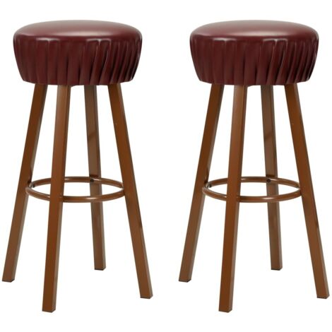 Lot de 2 Chaises de bar Tabourets de bar - Tabouret Haut Marron Similicuir BV136777 - BonneVie (1/5)