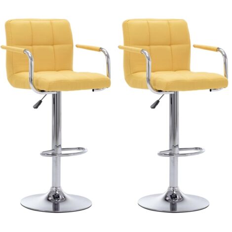 Lot de 2 Tabourets de bar Style Contemporain  Chaises de bar Jaune Tissu 21557 (1/5)
