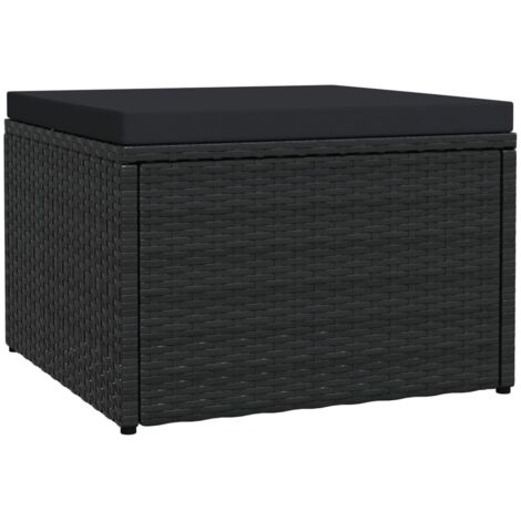 Tabouret Chaise de bar Tabouret de bar - de jardin avec coussin Noir Résine tressée BV727302 - BonneVie (1/5)