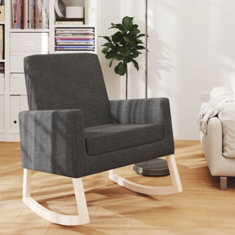 Chaise à bascule Fauteuil berçant - Chaise de salon Gris foncé Tissu BonneVie-63792 (1/5)