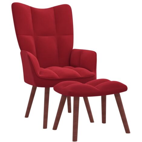Chaise de relaxation avec repose-pied Fauteuil relax - Rouge bordeaux Velours BonneVie-29039 (1/5)