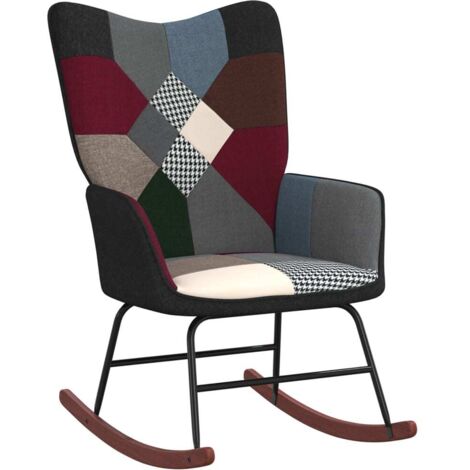 Chaise à bascule Fauteuil berçant - Chaise de salon Patchwork Tissu BonneVie-41656 (1/5)