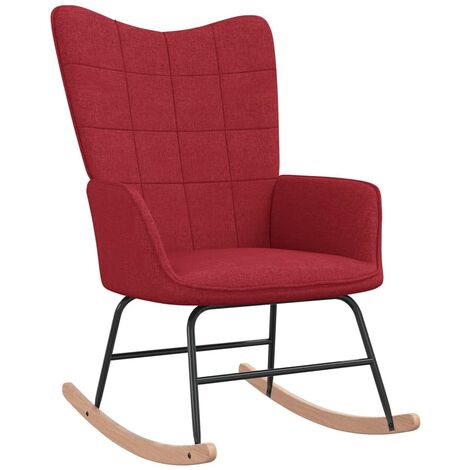 Chaise à bascule Fauteuil berçant - Chaise de salon Rouge bordeaux Tissu BonneVie-98399 (1/5)