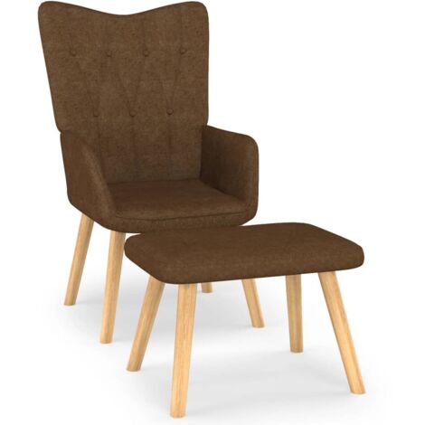 Chaise de relaxation avec tabouret Fauteuil relax - Marron Tissu BonneVie-20751 (1/5)