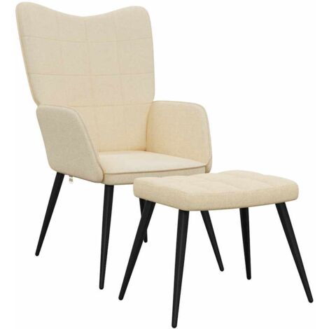 Chaise avec tabouret Chaise de relaxation Crème Tissu Chaise de salon 67970 (1/5)