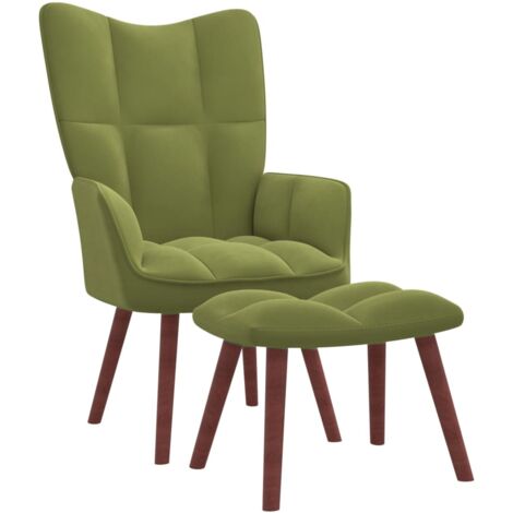 Chaise de relaxation avec repose-pied Fauteuil relax - Vert clair Velours BonneVie-46642 (1/5)