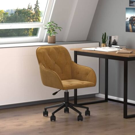 Chaise de bureau pivotante Fauteuil gamer - Chaise d'ordinateur Marron Velours BV304031 - BonneVie (1/5)