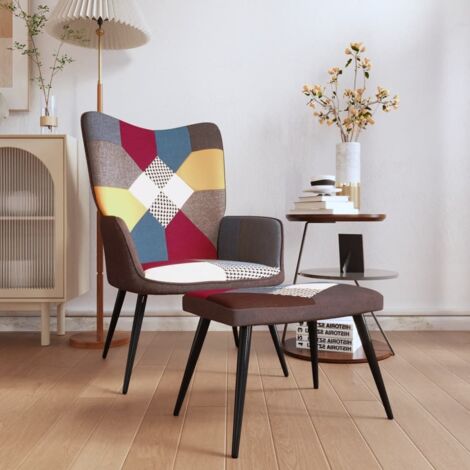 Chaise de relaxation avec repose-pied Fauteuil relax - Patchwork Tissu BonneVie-19422 (1/5)