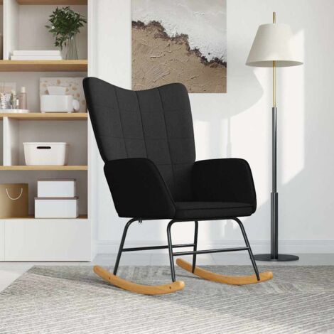 Chaise à bascule Fauteuil à bascule Fauteuil de Relaxation Noir Tissu 37965 (1/5)