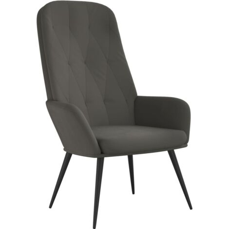 Chaise de relaxation Fauteuil relax - Gris foncé Velours BonneVie-20402 (1/5)