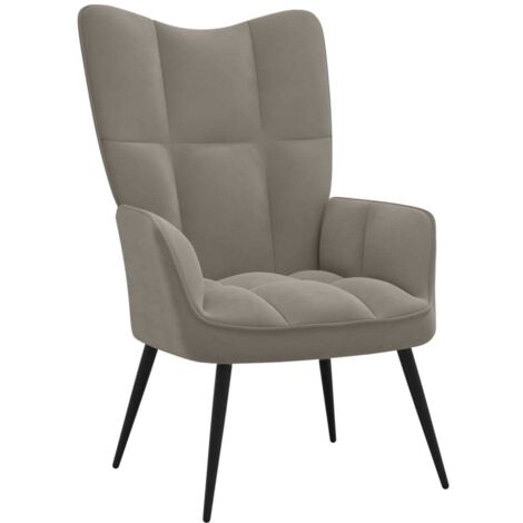 Chaise de relaxation Fauteuil relax - Gris clair Velours BonneVie-47934 (1/5)