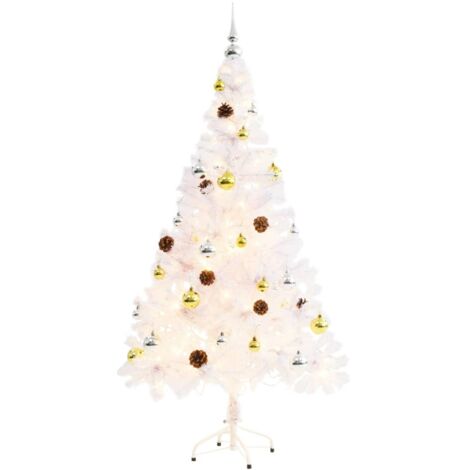 INLIFE Arbre de Noël artificiel avec boules et LED Blanc 150 cm (1/5)