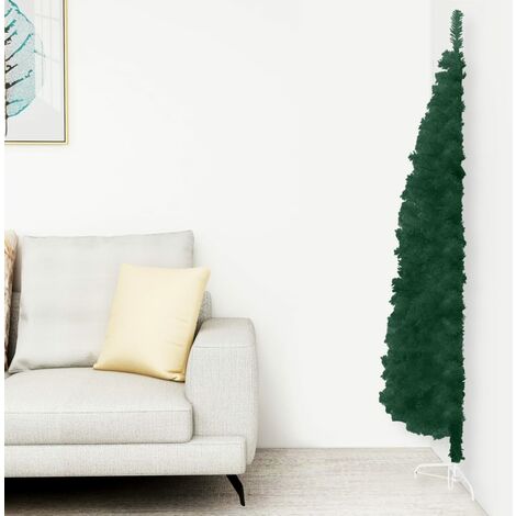 Demi Sapin de Noël artificiel  Arbre de Noël mince avec support Vert 180 cm 47407