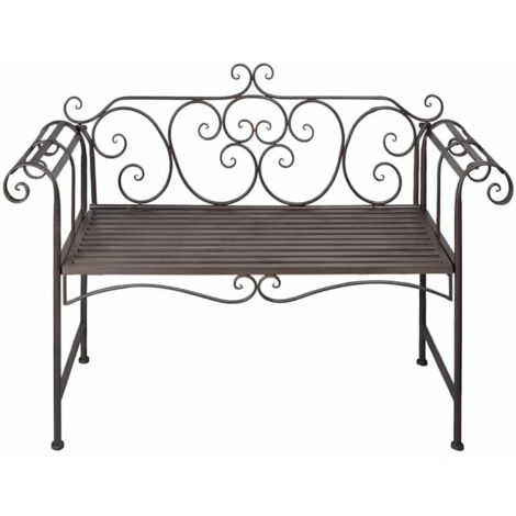 Banc de jardin Banc d'extérieur Banquette 132 cm Acier Antique Marron 47114 (1/5)