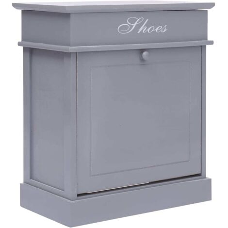 Meuble à Chaussures Étagère à Chaussures - Gris 50 x 28 x 58 cm Bois de Paulownia BV380209 - BonneVie (1/5)