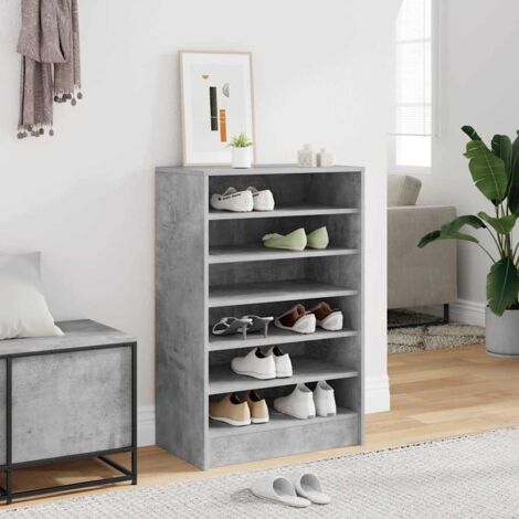 Meuble à Chaussures Armoire à Chaussures Meuble d'entrée Gris béton 60x35x92 cm Aggloméré 73830 (1/5)
