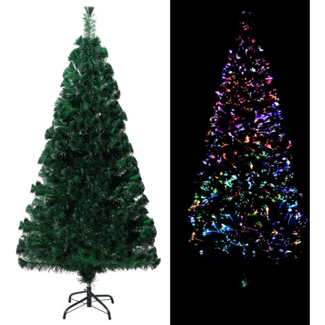 Sapin de Noël artificiel Arbre de Noël avec support Vert 150 cm Fibre optique 93645 (1/5)