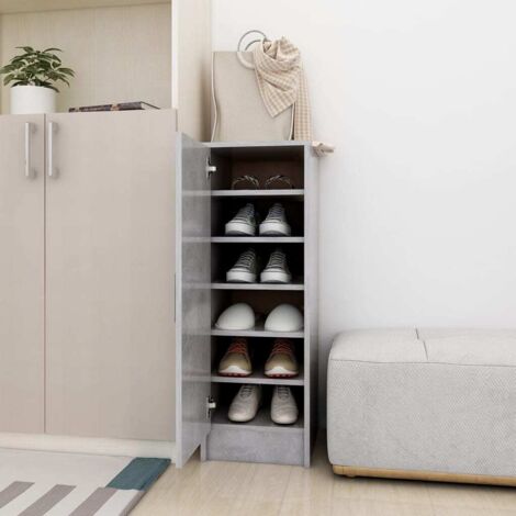 Meuble à Chaussures Armoire à Chaussures Meuble d'entrée Gris béton 32x35x92 cm Aggloméré 60447 (1/5)